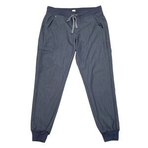 FIGS Zamora Jogger Scrub Pants Women Medium Gray High Waist Medical Cargo Pocket